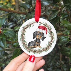 Personalised Dachshund Christmas Decoration I Christmas Bauble, Puppy's first christmas, New Puppy, Dog Gift, Dog Bauble, Sausage Dog