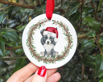 Personalised Border Collie Christmas Decoration I Christmas Bauble, Puppy's first Christmas, New Puppy, Gift, Dog Bauble, Collie, Sheepdog