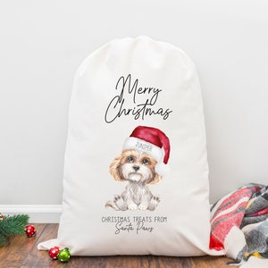 Personalised Cockapoo Christmas Treat Bag/Stocking I Santa Sack, Dog Treat Bag, Cockapoo Dog, Fur Baby, New Puppy, Dog Stocking