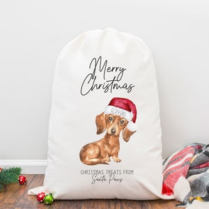 Personalised Dachshund Christmas Treat Bag/Stocking I Santa Sack, Dog Christmas Treat Bag, Gift, Dachshund, Sausage Dog, Fur Baby, New Puppy