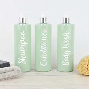Mrs Hinch Inspired Reusable Sage Green 500ml Pump Bottle - Toiletries, Shampoo, Conditioner, Body Wash
