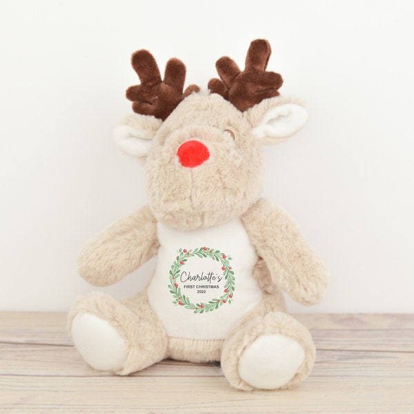 Personalised First Christmas Reindeer Teddy I First Christmas gift, New Baby, Christmas Teddy, Bear, Christmas Gift, New Baby Present