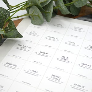 Personalised White Label Collection Pantry Labels  - LABELS ONLY I Herbs, Spices, Teas, Nuts, Oils & Vinegars Printed Waterproof Matt Vinyl