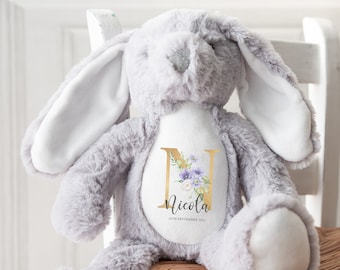 Personalised New Baby Bunny I Gift, Personalised Plush Soft Toy, Your Name Teddy, Cuddly Toy, Girls and Boys Teddy, Baby Shower Gift