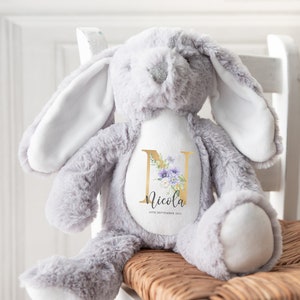 Personalised New Baby Bunny I Gift, Personalised Plush Soft Toy, Your Name Teddy, Cuddly Toy, Girls and Boys Teddy, Baby Shower Gift