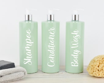 Mrs Hinch Inspired Reusable Sage Green 500ml Pump Bottle - Toiletries, Shampoo, Conditioner, Body Wash