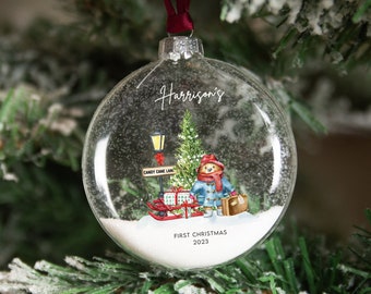 Décoration personnalisée premier ours de Noël - Décoration de Noël en verre I, premier Noël de bébé, 1er Noël, nouveau-né, Baunle, décoration