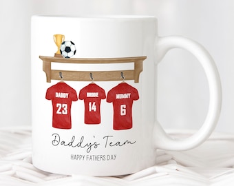 Gepersonaliseerde Daddy's Team Mug I Dads voetbalteam, verjaardagscadeau voor papa, voetbal papa geschenken, vader verjaardagscadeau, cadeau voor opa, Mens