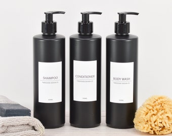 Mrs Hinch Inspired White Label Collection Reusable MATTE Black 500ml Pump Bottle I Toiletries, Shampoo, Body Wash, Minimalist, Hand