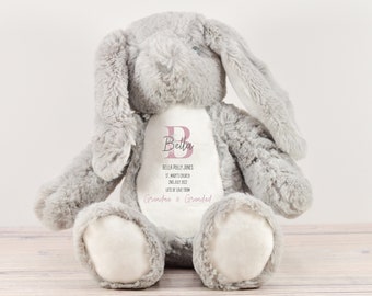 Personalised Christening/Baptism Gift Bunny I Christening Gift, Naming Day, Baptism Gift, Keepsake, New Baby, Cuddly Toy, Teddy, Rabbit