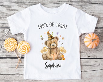 T-shirt di Halloween personalizzata per bambini I T-shirt di Halloween per ragazze, t-shirt di zucca, dolcetto o scherzetto, top di Halloween personalizzato, bambini