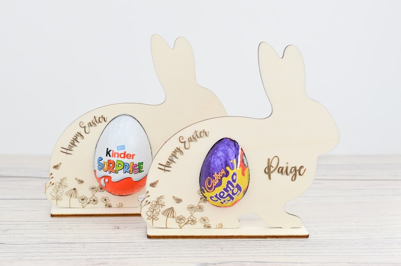 Personalised Easter Egg Holder I Bunny Gift, Creme Egg, Kinder Egg, Cream Egg holder, Personalised Easter Gift, Easter Hunt, Easter Bunny image 1