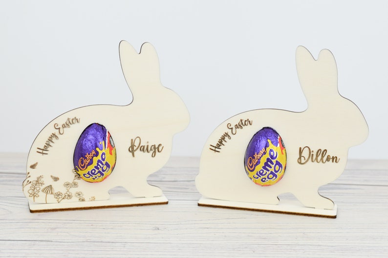 Personalised Easter Egg Holder I Bunny Gift, Creme Egg, Kinder Egg, Cream Egg holder, Personalised Easter Gift, Easter Hunt, Easter Bunny image 7