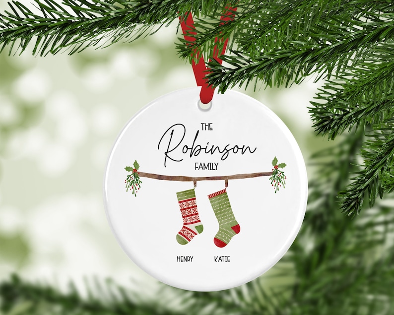 Personalised Family Stocking Christmas Decoration I Christmas Bauble, Family Christmas, Stockings, Nutcracker, Gift, Names, Ornament image 4