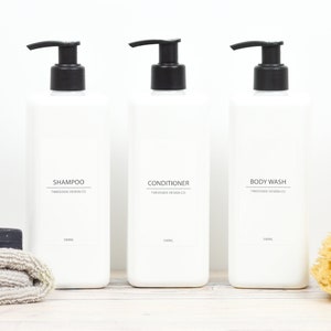 Mrs Hinch Inspired White Label Collection Reusable SQUARE White 500ml Pump Bottles - Toiletries, Shampoo, Conditioner, Body Wash, Hand Wash