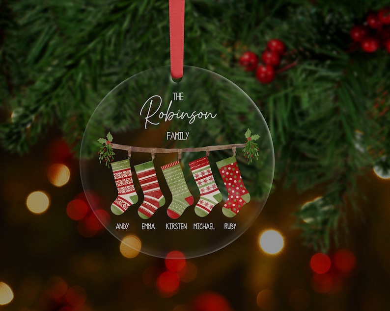 Personalised Family Stocking Christmas Decoration I Christmas Bauble, Family Christmas, Stockings, Nutcracker, Gift, Names, Ornament image 7