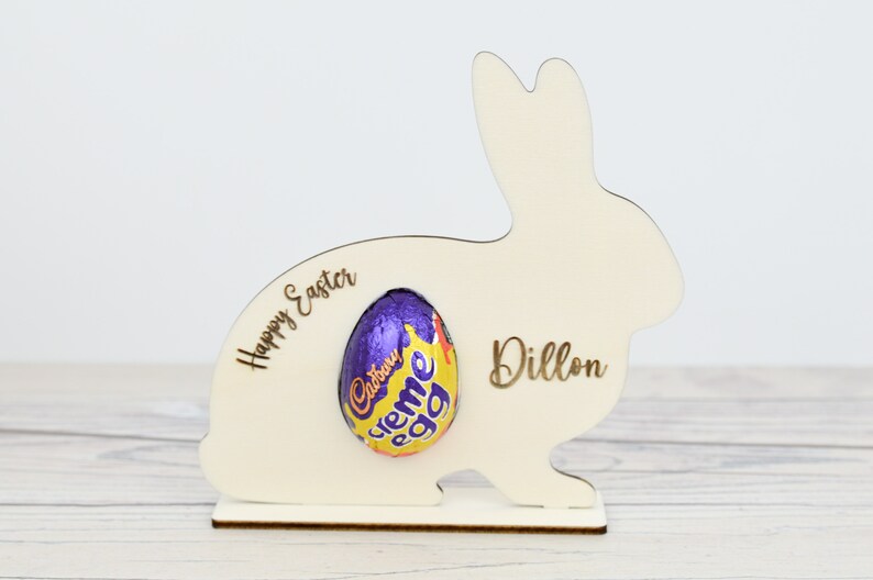 Personalised Easter Egg Holder I Bunny Gift, Creme Egg, Kinder Egg, Cream Egg holder, Personalised Easter Gift, Easter Hunt, Easter Bunny image 8