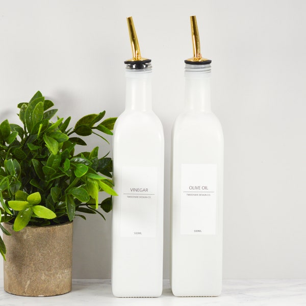 Collection personnalisée en marque blanche Verseur/Bouteille d’huile blanche 500ml I Organisation de cuisine, Bouteille d’huile, Bouteille de vinaigre, Verseur d’alcool