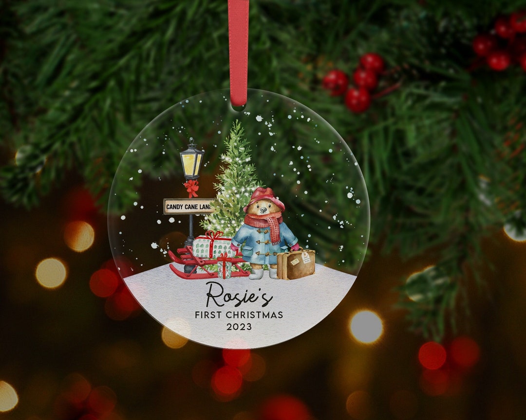 Personalised First Christmas Bear Decoration I Christmas Bauble, Babys ...