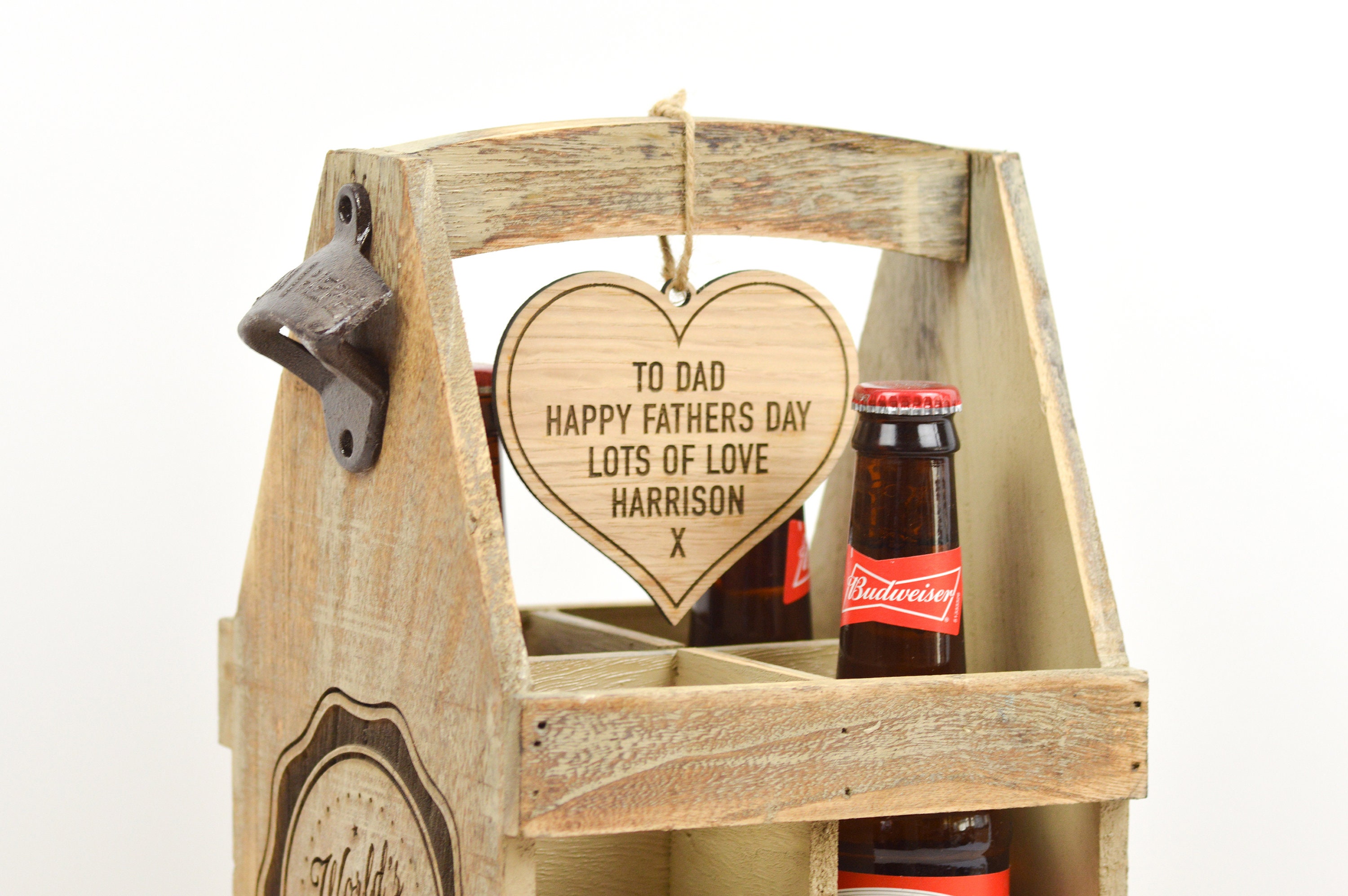 Father’s Day Wooden Crate Box Beer Holder Birthday Christmas Present Men’s 