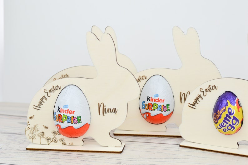 Personalised Easter Egg Holder I Bunny Gift, Creme Egg, Kinder Egg, Cream Egg holder, Personalised Easter Gift, Easter Hunt, Easter Bunny image 9