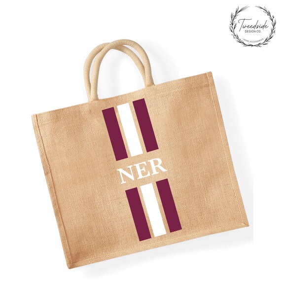 Bunny print Jute hessian medium shopping bag gift bag with personalisation 
