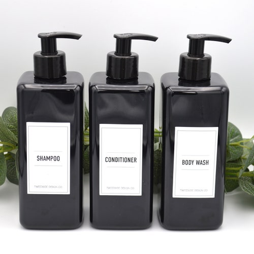 Matt Black Minimal White Label Shampoo and Conditioner Pump Etsy