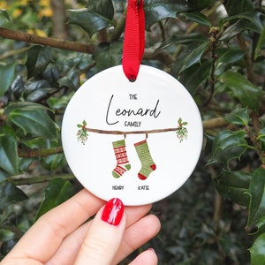 Personalised Family Stocking Christmas Decoration I Christmas Bauble, Family Christmas, Stockings, Nutcracker, Gift, Names, Ornament image 2