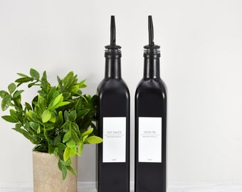 Personalised White Label Collection Matte Black Oil Pourer/Bottle 500ml I Kitchen organisation, Oil Bottle, Vinegar Bottle, Alcohol Pourer