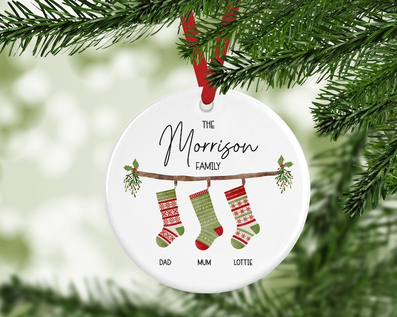 Personalised Family Stocking Christmas Decoration I Christmas Bauble, Family Christmas, Stockings, Nutcracker, Gift, Names, Ornament image 3