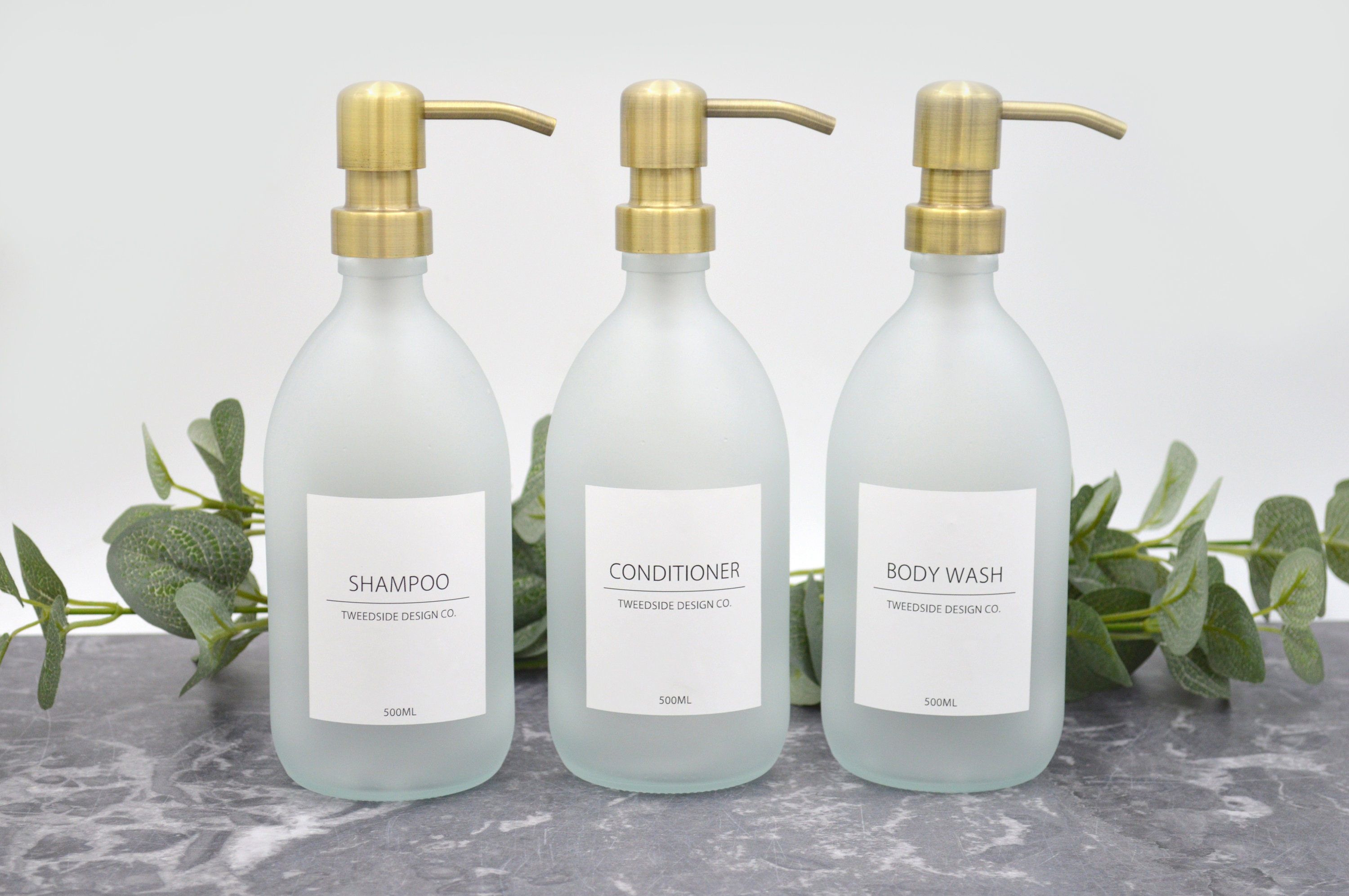 White Label Collection 300ml / 500ml / 1L FROST wiederverwendbare Glas  Lotion Pumpflasche Körperpflege, Shampoo, Conditioner, Körperwäsche,  Pumpflasche - .de