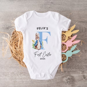 Personalised Rabbit First Easter Baby Grow I My First Easter, Easter Outfit, Easter Baby Grow, Bodysuit, Personalised Outfit image 3