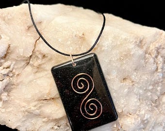 Elite Noble Shungite Orgonite Pendant: Copper Spiral EMF Protection Necklace