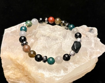 Super Empath Protection Bracelet: Labradorite, Hematite, Obsidian
