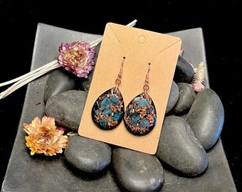 Shungite Copper Orgonite Earrings – Apatite EMF Protection Jewelry-Medium