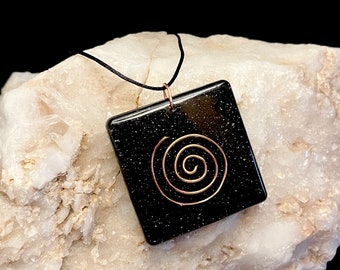 Elite Shungite Orgonite Pendant Necklace, Copper Wire, EMF Protection