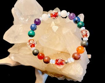 Glowing Chakra Bracelet/Chakra Stones/Chakra Jewelry/7 Chakra Gemstones/Glow-in-the-dark/Handmade.USA