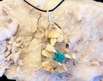 Eilat Stone Orgonite Pendant: Herkimer Diamond, Jerusalem Stone, 24" Cord