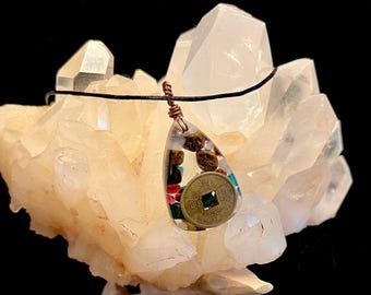 Feng Shui Orgonite Pendant Necklace: Gemstone Prosperity Amulet