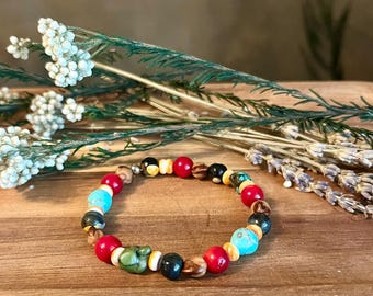 Turquoise Southwest Style Beaded Bracelet/Handmade/USA