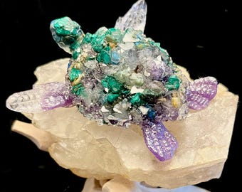 Orgonite Druzy Sea Turtle: Quantum Energy Crystals, EMF Protection