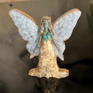 Orgonite Angel Statue: Eilat Stone, Tourmalated Quartz, Jerusalem Stone