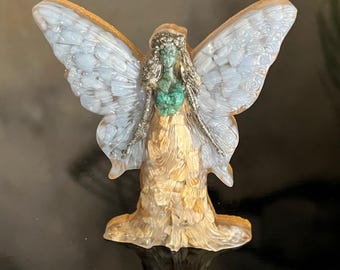 Orgonite Angel Statue: Eilat Stone, Tourmalated Quartz, Jerusalem Stone