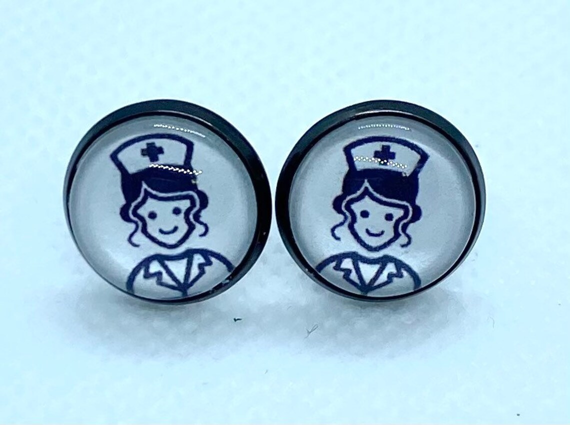 Nurse Stud Earrings 12mm Studs Health Care Worker Doctor Etsy