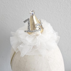 Erster Geburtstag Krone, Glitter Goldspitze Baby Krone, 1st Geburtstag Tiara, Cake Smash Krone, glitzernde Mini Krone, erster Geburtstagshut für Fotos