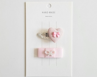 Pink Baby Girl Hair Clips, Heart & Bow Hair Accessories for Toddlers, Non-Slip Alligator Clip, Infant, Toddler Hair Barrette Gift Set