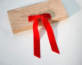 Lazo de pelo de terciopelo rojo con pinza para el pelo para San Valentín, lazo de pelo de terciopelo con cola larga, lazo para el pelo con cola de caballo para adultos, accesorios para el pelo de niña con cinta roja