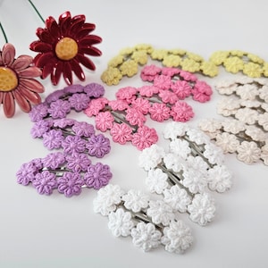 Daisy Floral Snap Clip, Floral Hair Clip, Baby Girl Hair Clip, Little Girl Hair Accessory, Toddler Hair Clip, Fringe Clip, Pigtail Clip,