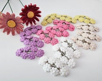 Daisy Floral Snap Clip, Blumen Haarspange, Baby-Mädchen Haarspange, kleine Mädchen Haar Accessoire, Kleinkind Haarspange, Fransen Clip, Zopf Clip,