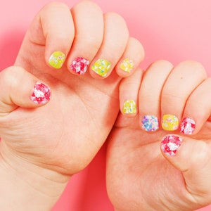 Glitter Pastel Nail Wraps for Kids | 30 Nail Stickers with Nail File | Birthday Party Favors | Kids Mani Safe & Long-Lasting | 3-6 yo
